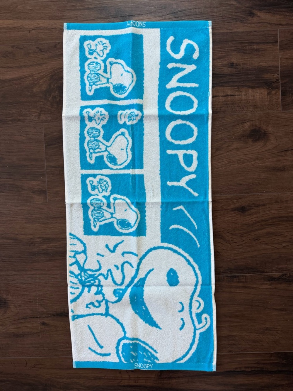 Snoopy Blue White Hand Face Towel New Woodstock Peanut 100% Cotton NEW